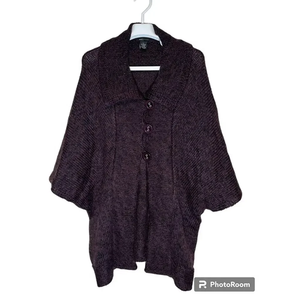 BCBG Max Azria Acrylic Button Up Knit Cardigan Open Front Drapes Women's Size L